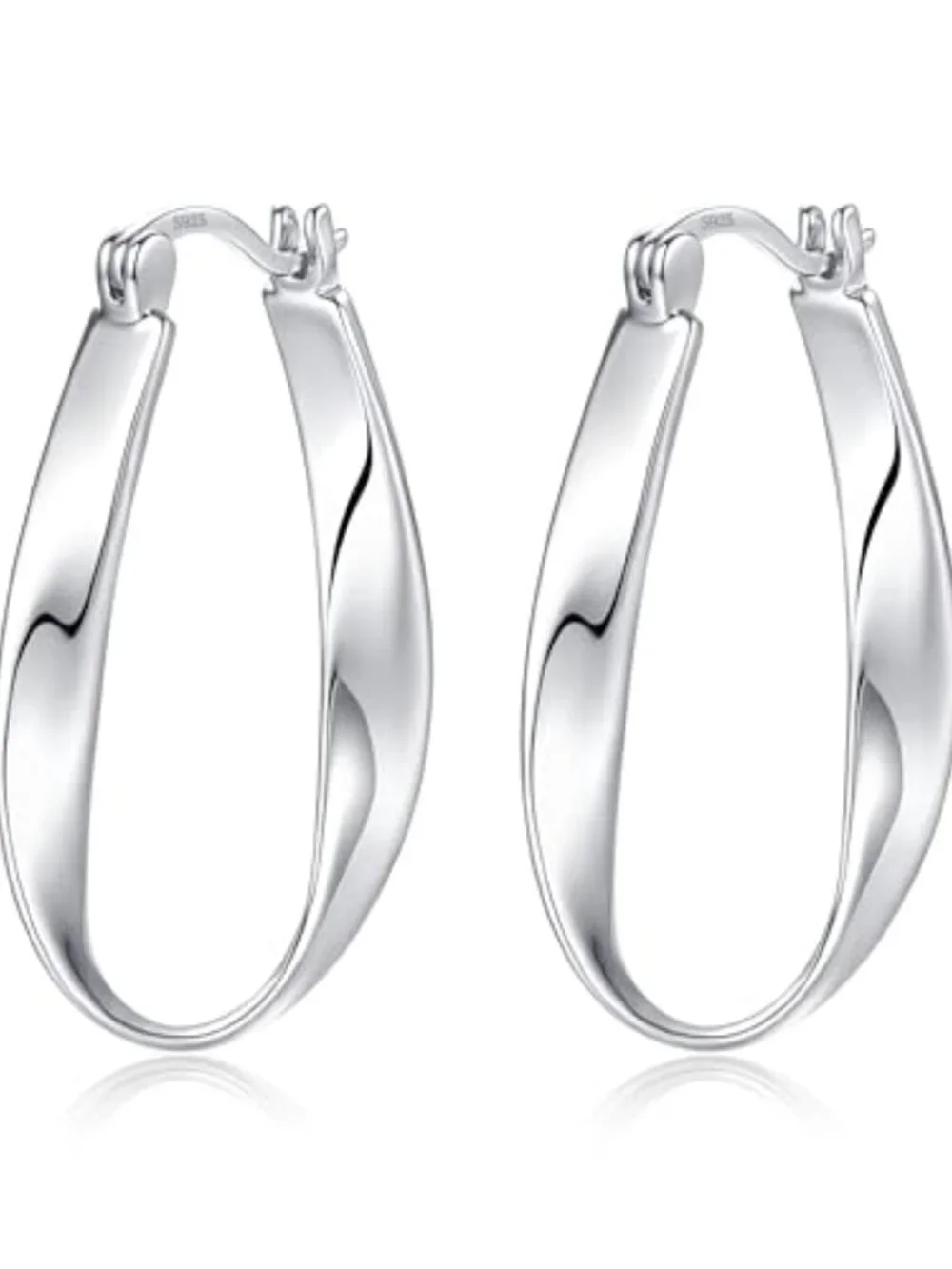 Simple Trendy Big Twisted Hoop Earings for Women 925 Sterling Silver